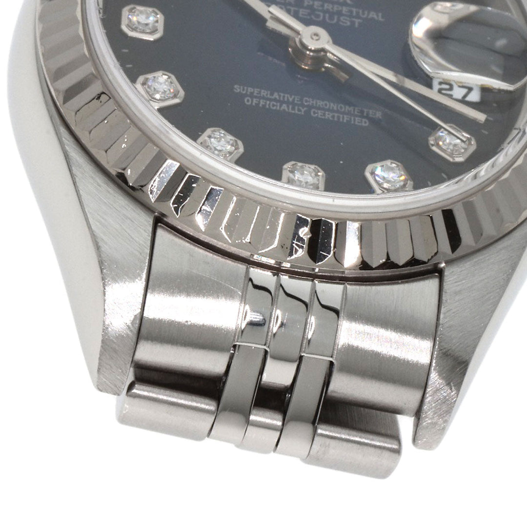 ROLEX Watches Mechanical Automatic 79174G Stainless Steel , Stainless Steel , K18WG Silver Datejust 10P Diamond Blue gradation dial Women Used Authentic