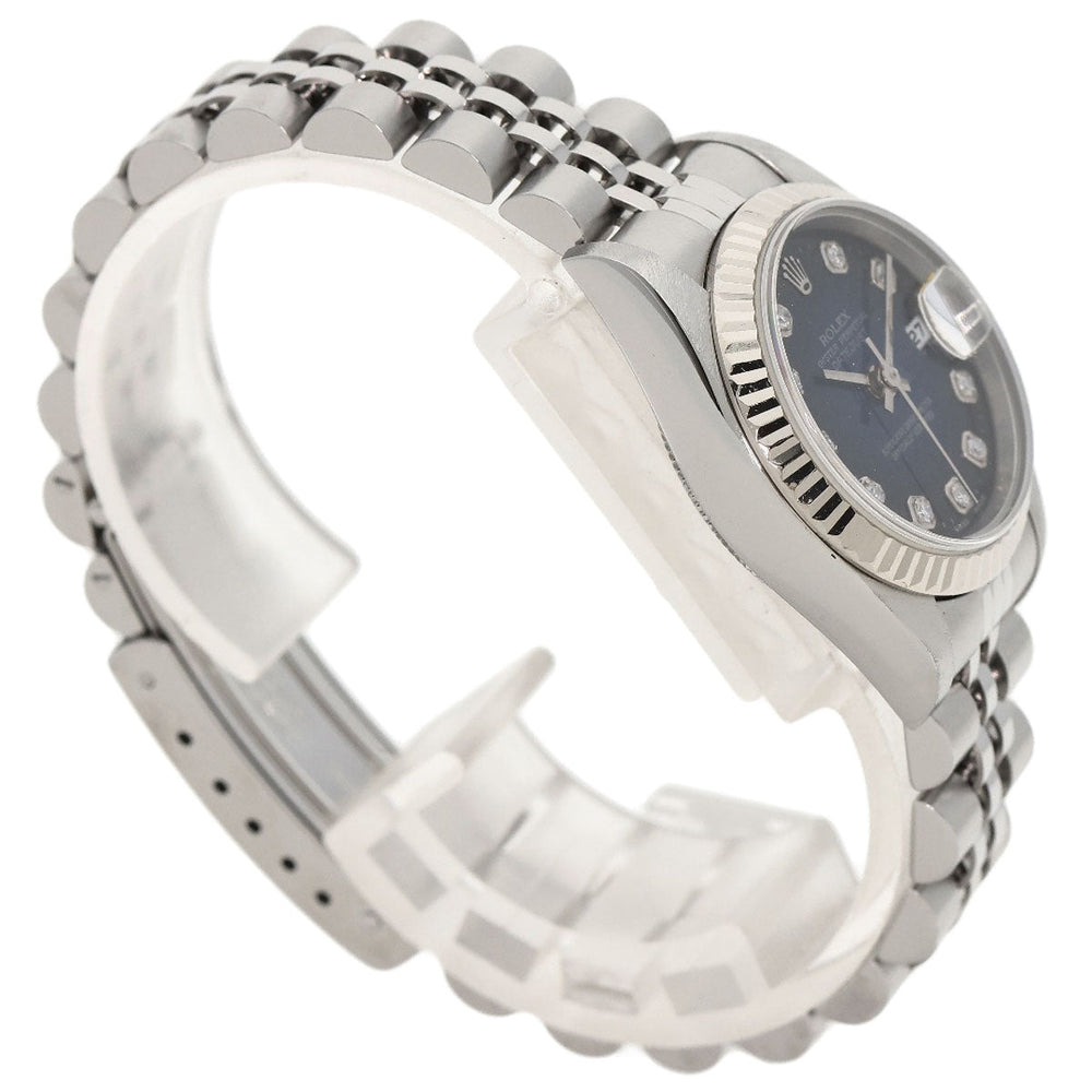 ROLEX Watches Mechanical Automatic 79174G Stainless Steel , Stainless Steel , K18WG Silver Datejust 10P Diamond Blue gradation dial Women Used Authentic