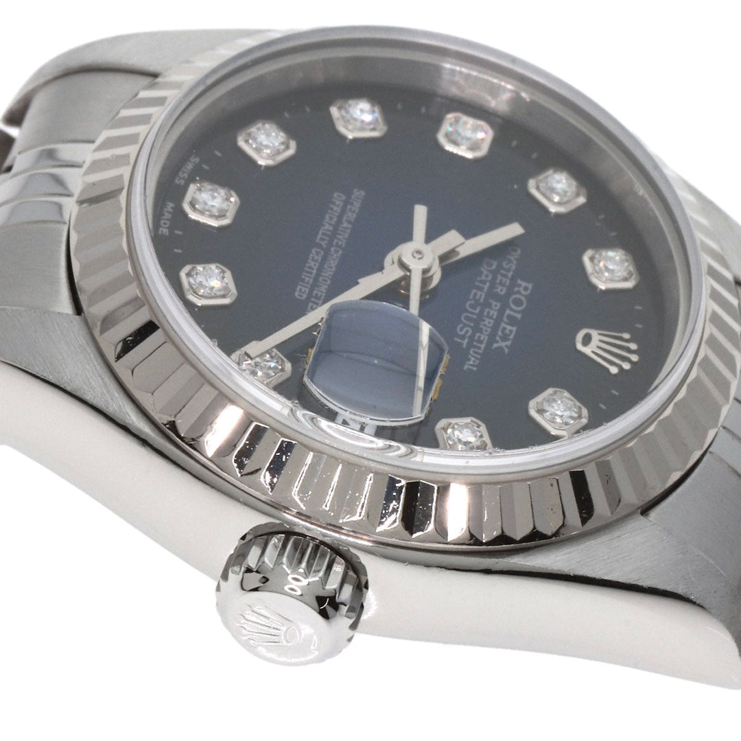 ROLEX Watches Mechanical Automatic 79174G Stainless Steel , Stainless Steel , K18WG Silver Datejust 10P Diamond Blue gradation dial Women Used Authentic