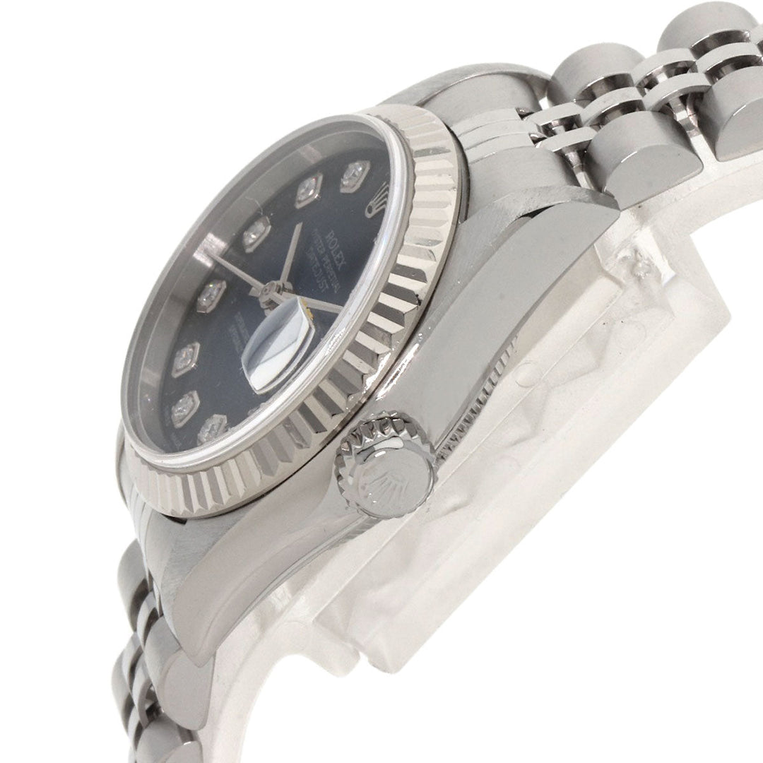ROLEX Watches Mechanical Automatic 79174G Stainless Steel , Stainless Steel , K18WG Silver Datejust 10P Diamond Blue gradation dial Women Used Authentic