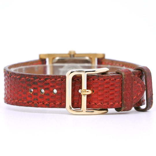 HERMES Watches Quartz Plated Gold , Leather gold Medor White dial Women Used Authentic