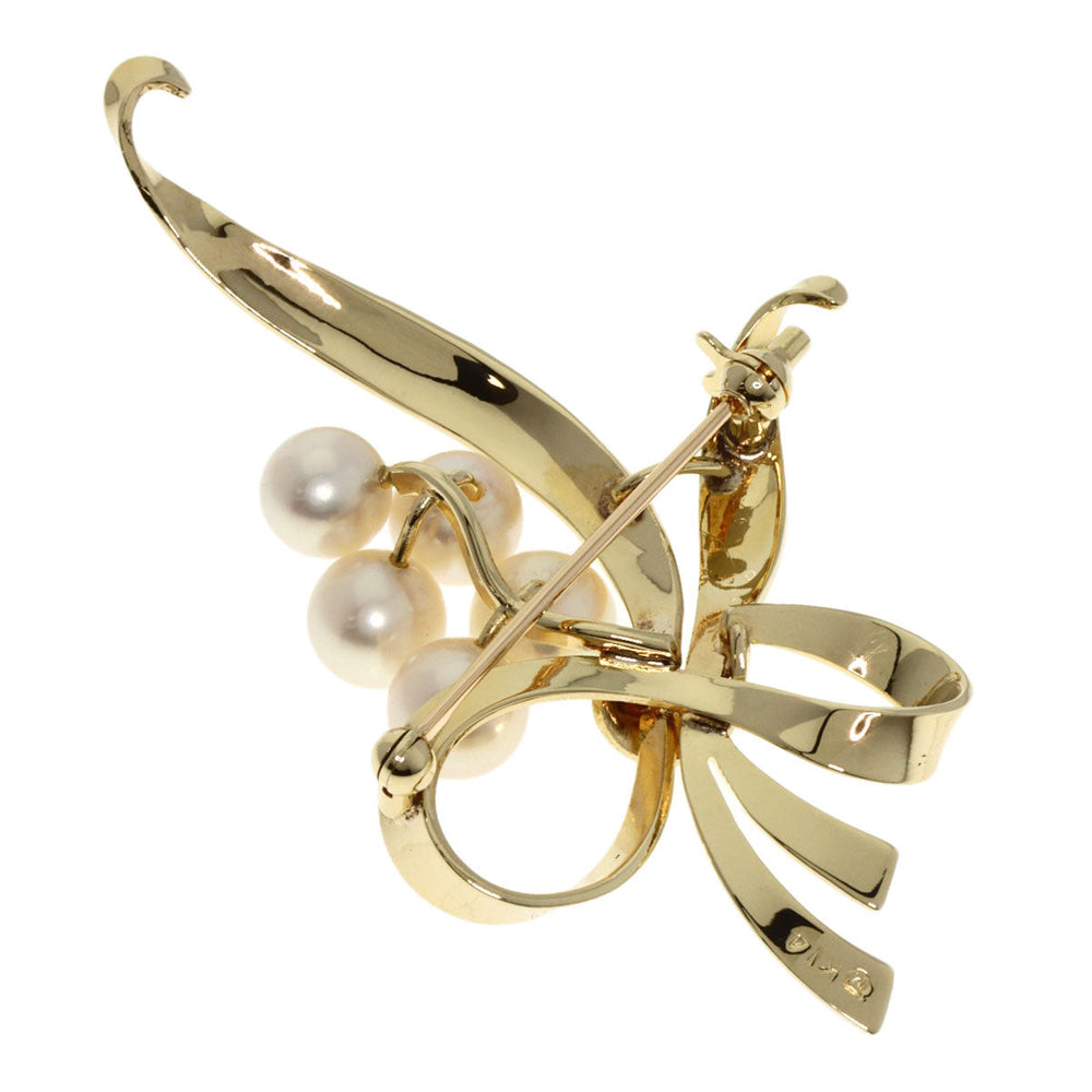 MIKIMOTO Brooch K14YG gold Pearl Women Used Authentic