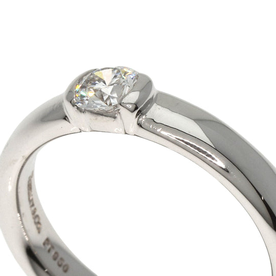 TIFFANY&Co. Ring PT950 Silver Dots Solitaire Diamond Women Used Authentic