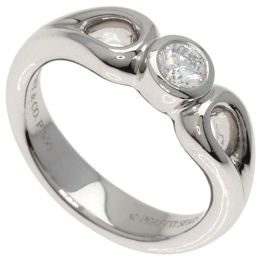 TIFFANY&Co. Ring PT950 Silver Double Teardrop Diamond Women Used Authentic