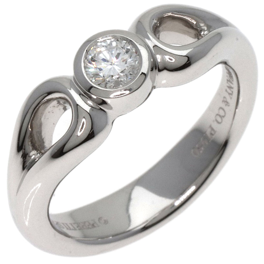 TIFFANY&Co. Ring PT950 Silver Double Teardrop Diamond Women Used Authentic