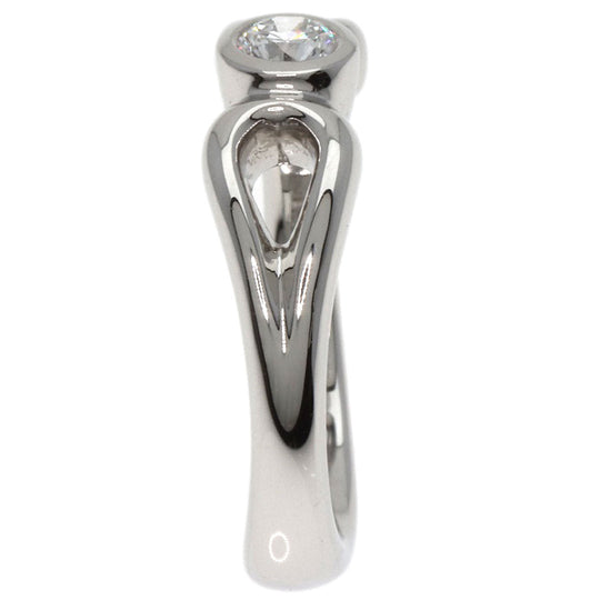 TIFFANY&Co. Ring PT950 Silver Double Teardrop Diamond Women Used Authentic