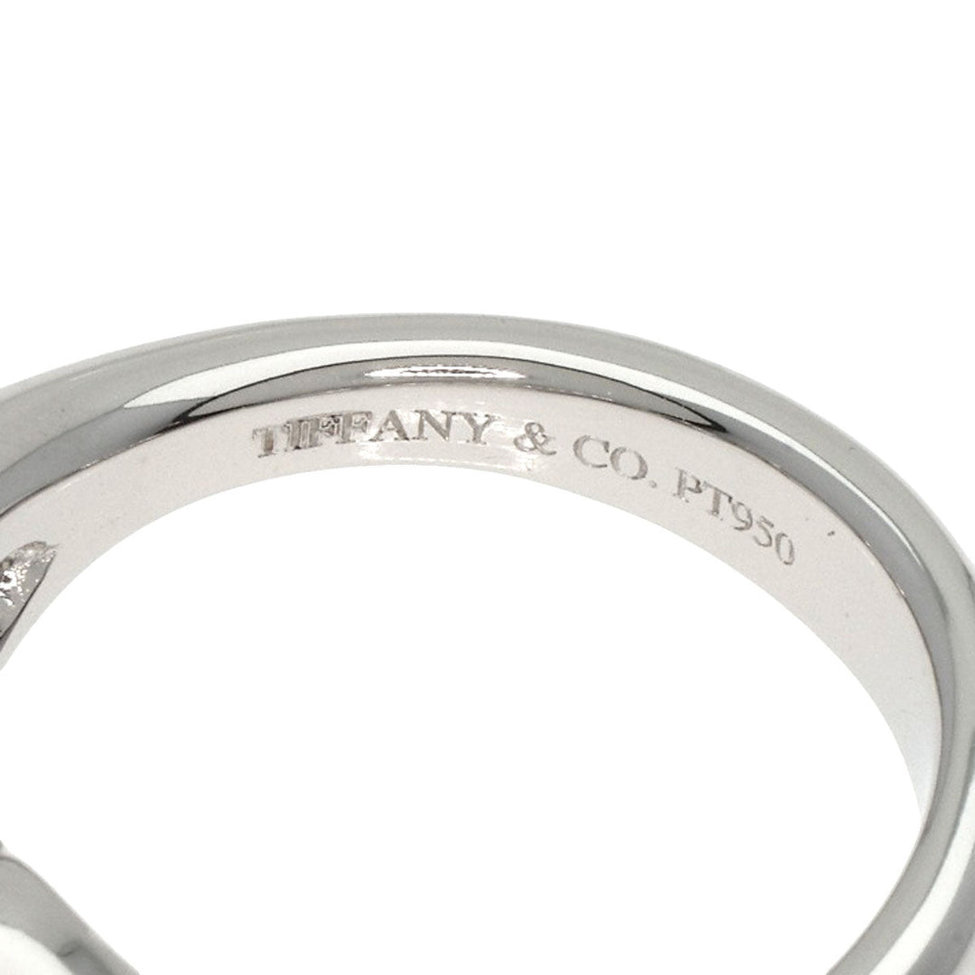 TIFFANY&Co. Ring PT950 Silver Double Teardrop Diamond Women Used Authentic