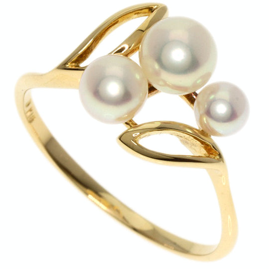 MIKIMOTO Ring 18K Yellow Gold gold Pearl Leaf Women Used Authentic