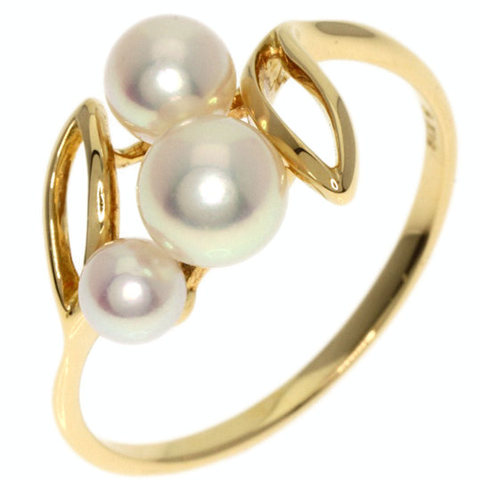MIKIMOTO Ring 18K Yellow Gold gold Pearl Leaf Women Used Authentic