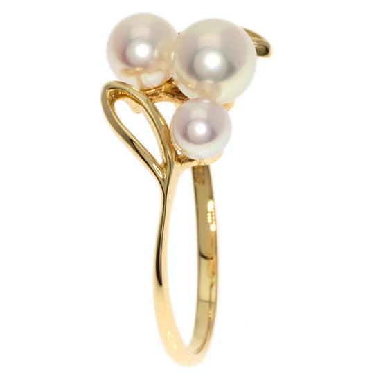 MIKIMOTO Ring 18K Yellow Gold gold Pearl Leaf Women Used Authentic