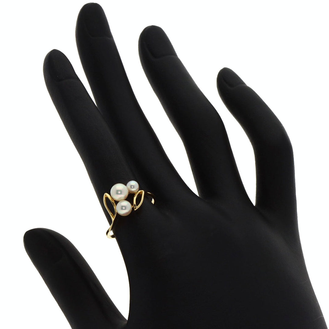MIKIMOTO Ring 18K Yellow Gold gold Pearl Leaf Women Used Authentic