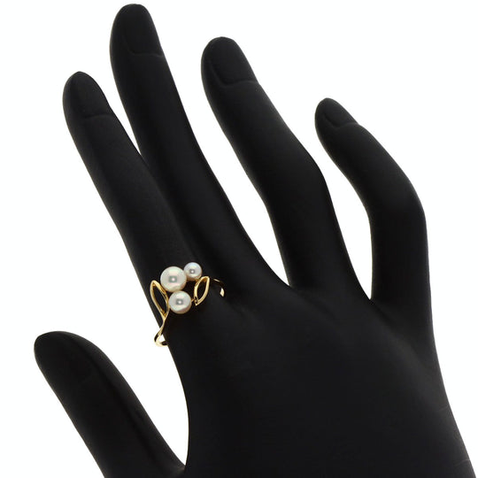 MIKIMOTO Ring 18K Yellow Gold gold Pearl Leaf Women Used Authentic