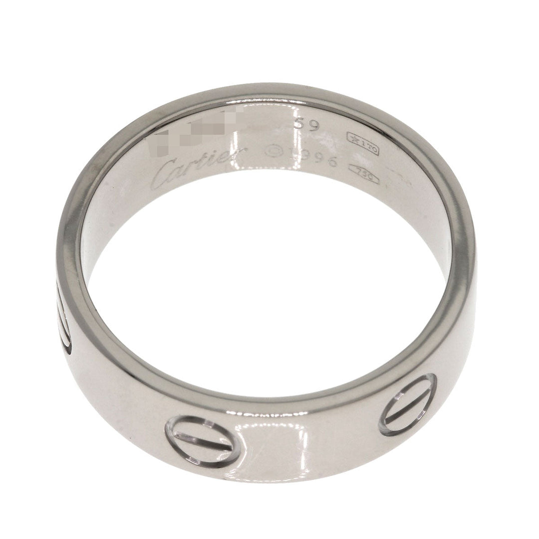 CARTIER Ring K18WG Silver Love Ring #59 Women Used Authentic