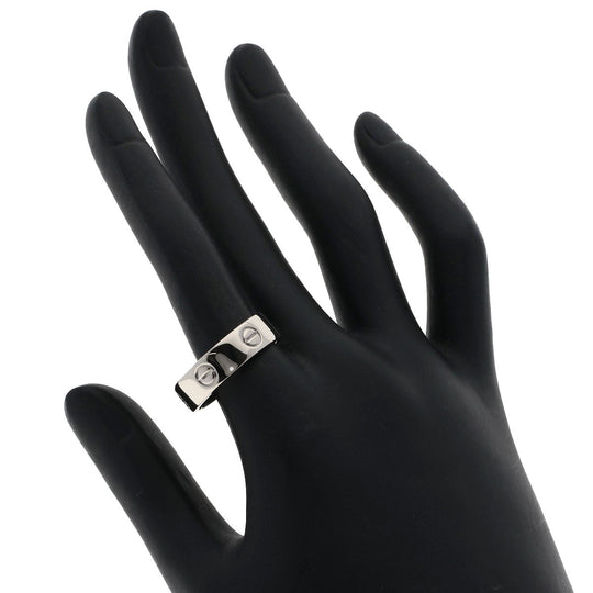 CARTIER Ring K18WG Silver Love Ring #59 Women Used Authentic