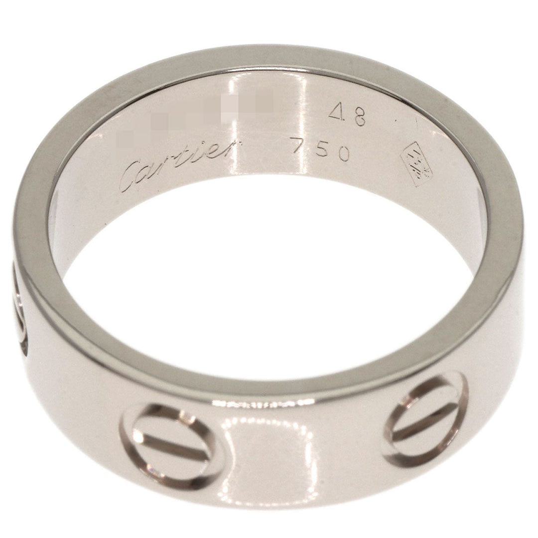 CARTIER Ring K18WG Silver Love Ring #48 Women Used Authentic