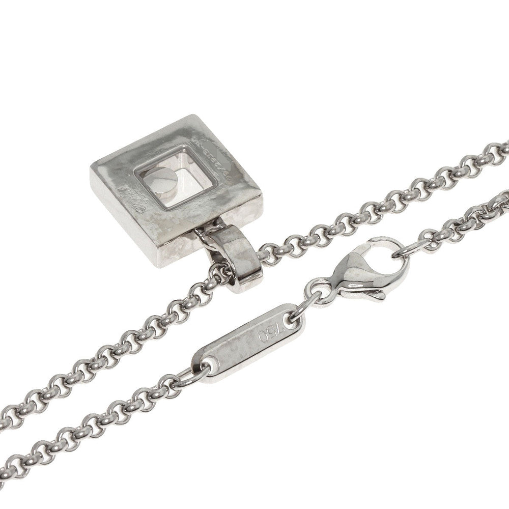 Chopard Necklace K18WG Silver happy diamond square Women Used Authentic
