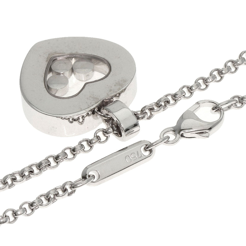 Chopard Necklace K18WG Silver Happy diamond heart motif Women Used Authentic