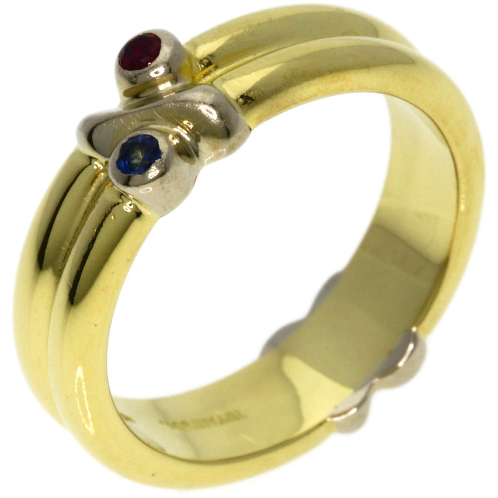 TIFFANY&Co. Ring K18YG , K18WG gold Signature Ruby Sapphire Women Used Authentic