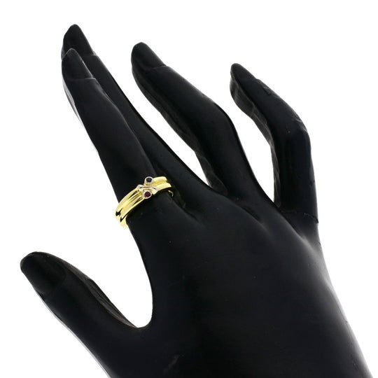 TIFFANY&Co. Ring K18YG , K18WG gold Signature Ruby Sapphire Women Used Authentic