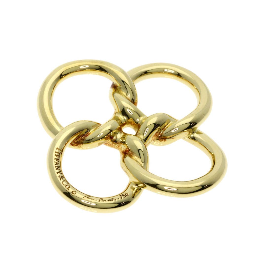 TIFFANY&Co. Pendant top 18K Yellow Gold gold Quadrofolio Clover with Black Cord Women Used Authentic