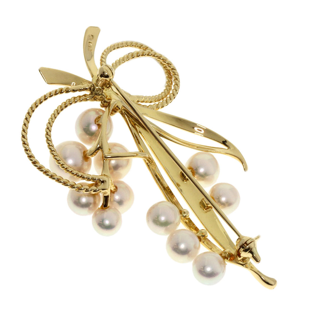MIKIMOTO Brooch 18K Yellow Gold gold Akoya Pearl Bouquet Women Used Authentic