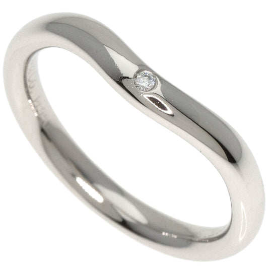TIFFANY&Co. Ring PT950 Silver Curved Band 1P Diamond Women Used Authentic