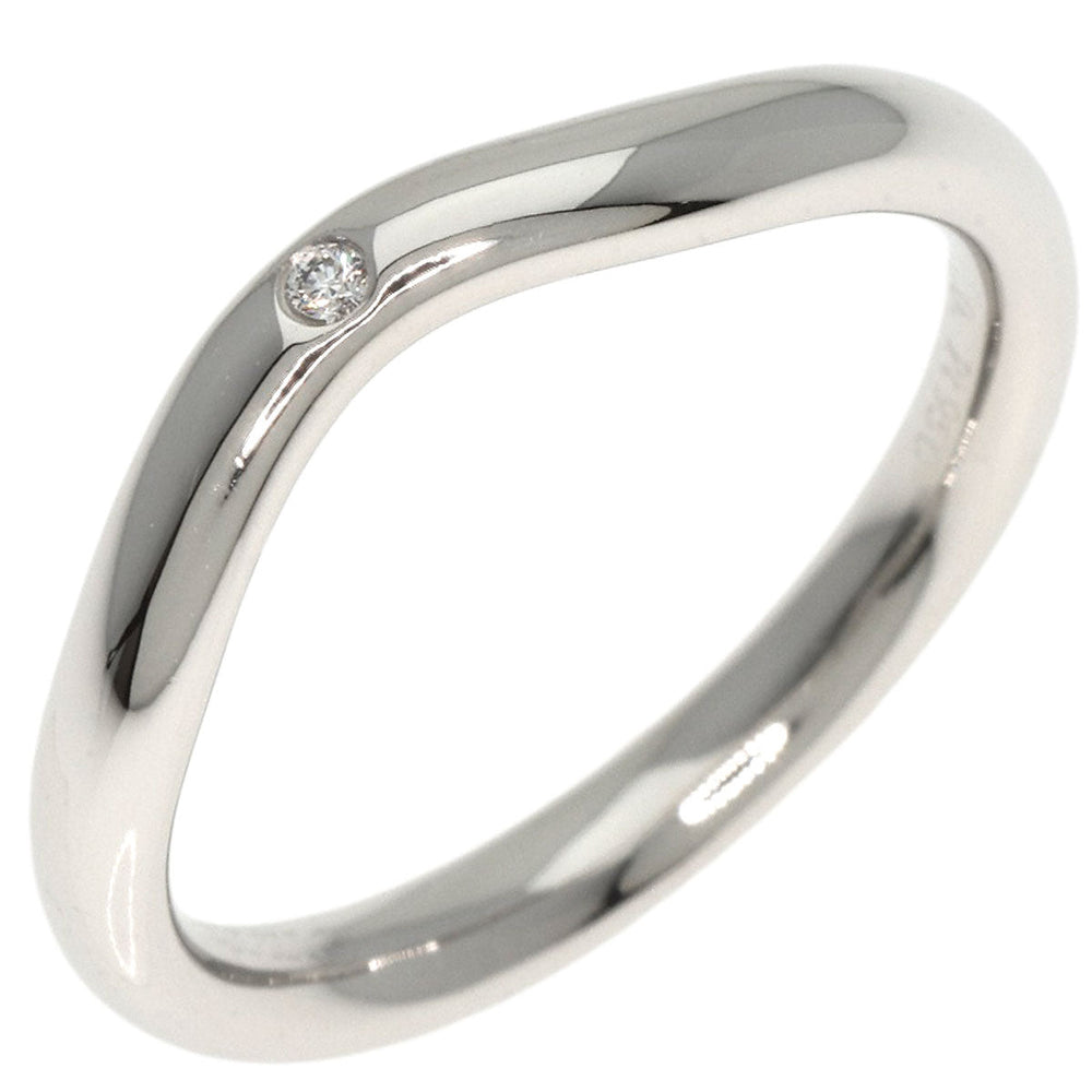 TIFFANY&Co. Ring PT950 Silver Curved Band 1P Diamond Women Used Authentic