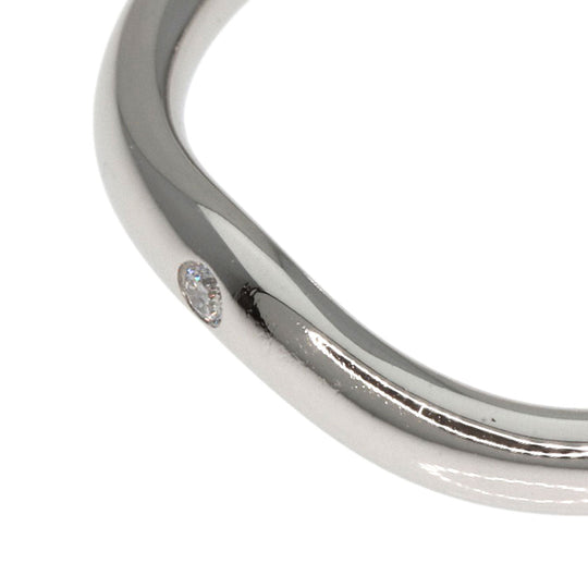 TIFFANY&Co. Ring PT950 Silver Curved Band 1P Diamond Women Used Authentic