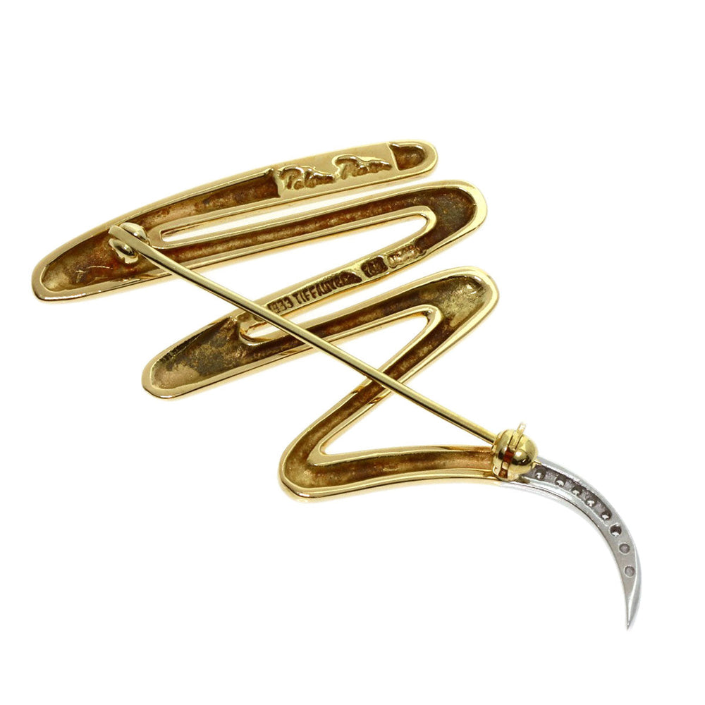 TIFFANY&Co. Brooch 18K Yellow Gold gold Scribble Diamond Women Used Authentic