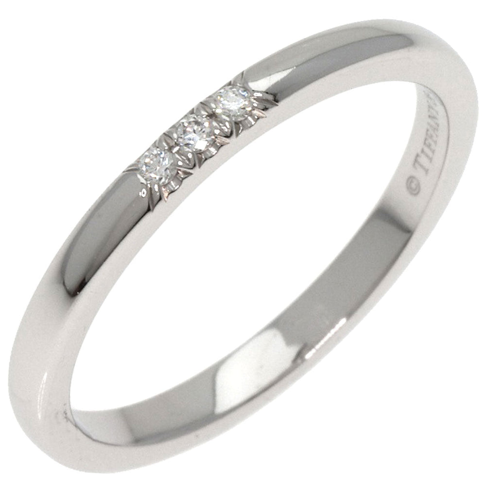TIFFANY&Co. Ring PT950 Silver Forever Wedding 3P Diamond Women Used Authentic