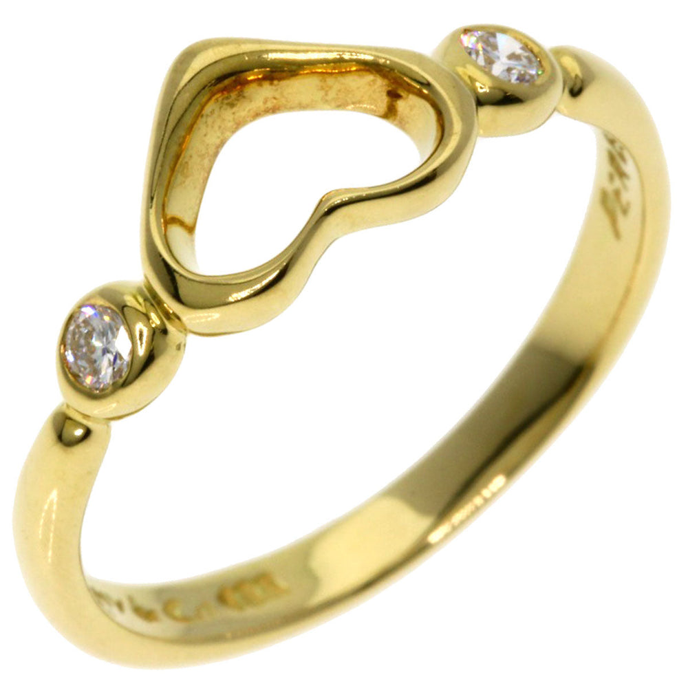 TIFFANY&Co. Ring 18K Yellow Gold gold Open Heart 2P Diamond Women Used Authentic