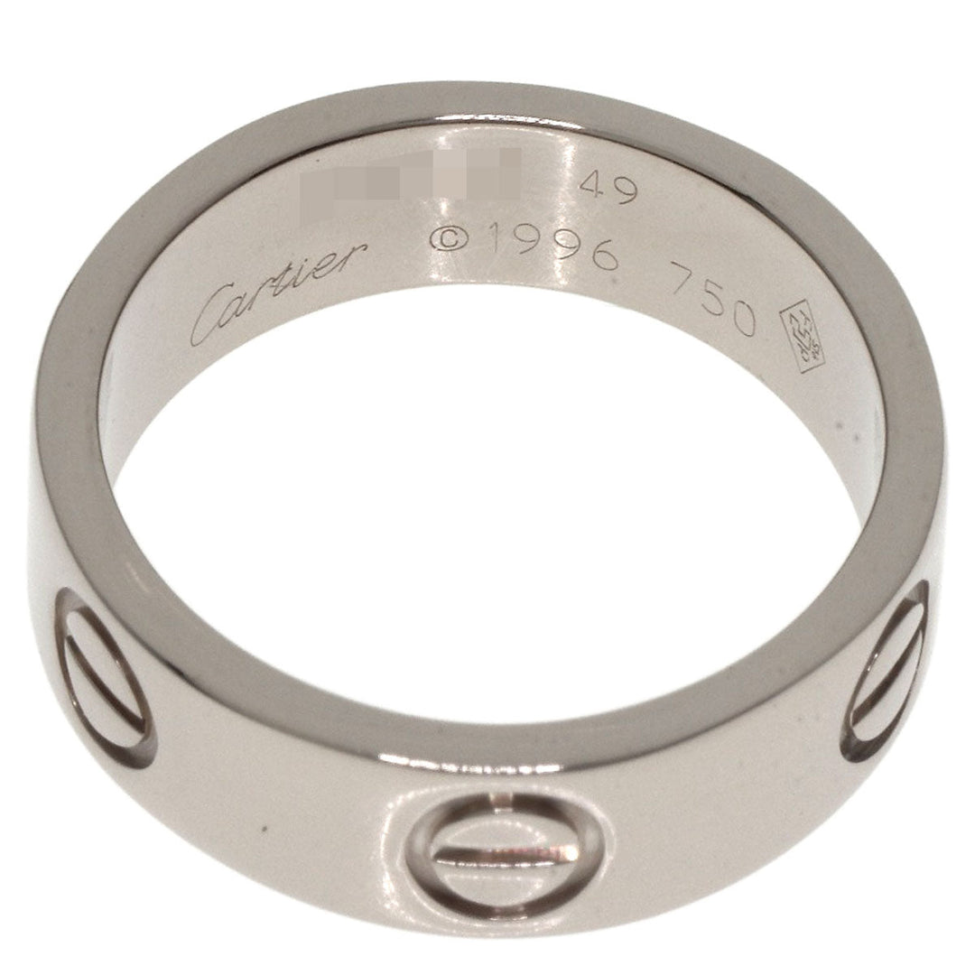 CARTIER Ring K18WG Silver Love Ring #49 Women Used Authentic