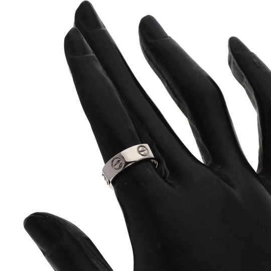 CARTIER Ring K18WG Silver Love Ring #49 Women Used Authentic