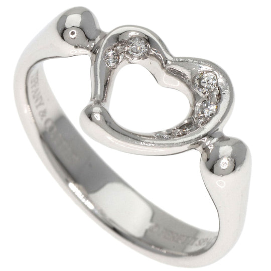 TIFFANY&Co. Ring PT950 Silver Open heart diamond Women Used Authentic
