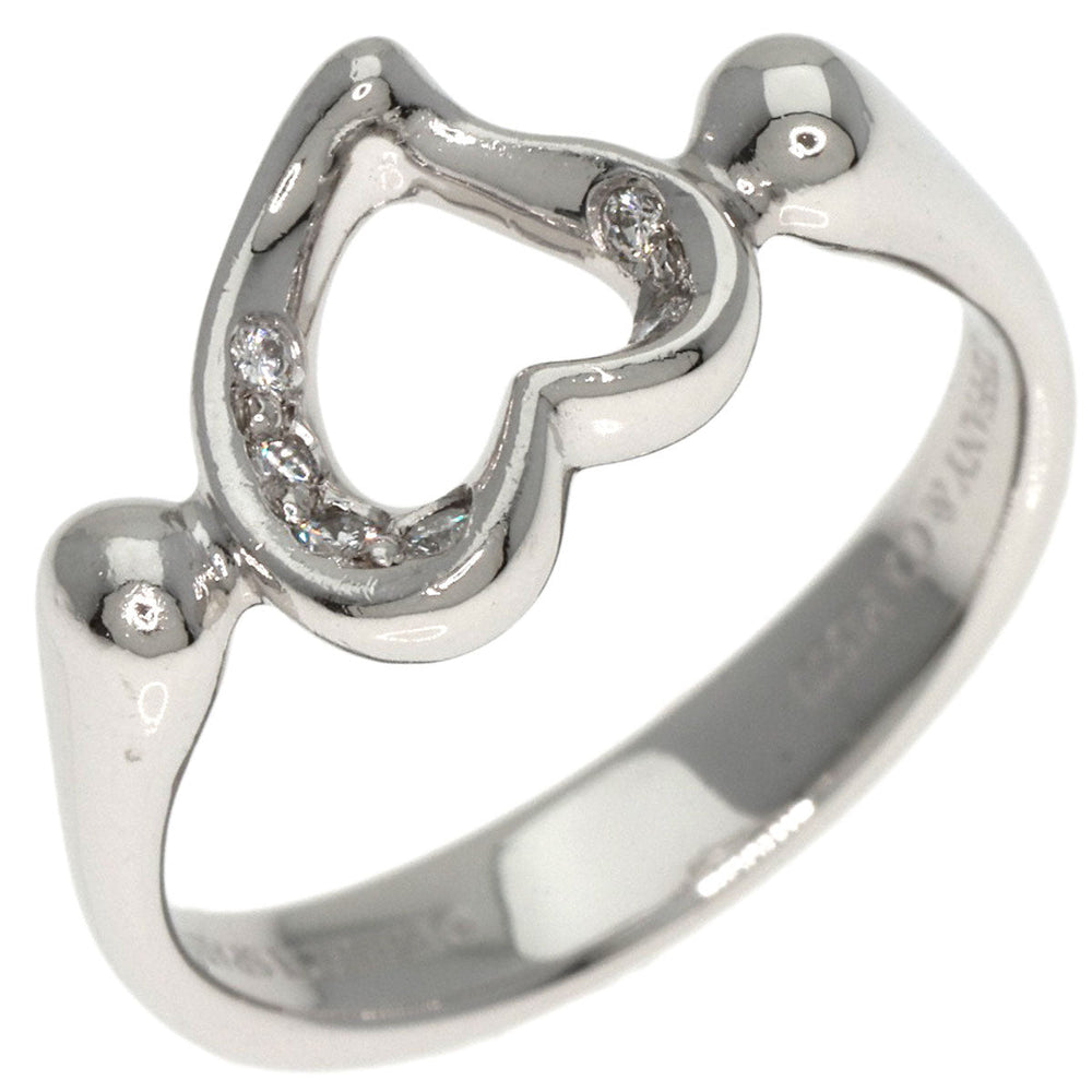 TIFFANY&Co. Ring PT950 Silver Open heart diamond Women Used Authentic