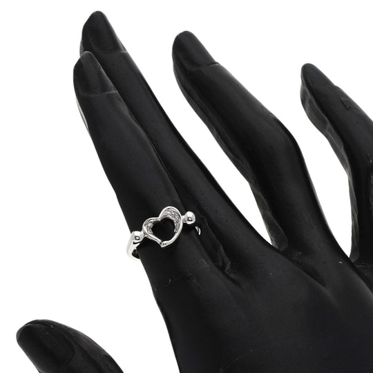 TIFFANY&Co. Ring PT950 Silver Open heart diamond Women Used Authentic