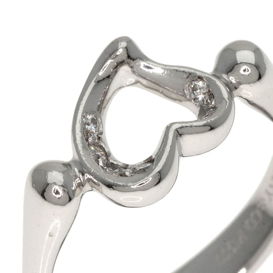 TIFFANY&Co. Ring PT950 Silver Open heart diamond Women Used Authentic