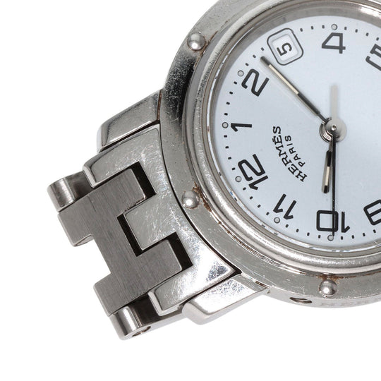HERMES Watches Quartz CL4.210 Stainless Steel , Stainless Steel Silver Clipper white dial Women Used Authentic