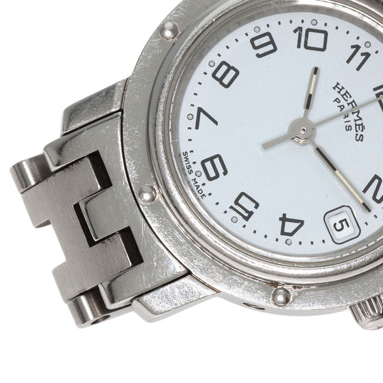 HERMES Watches Quartz CL4.210 Stainless Steel , Stainless Steel Silver Clipper white dial Women Used Authentic