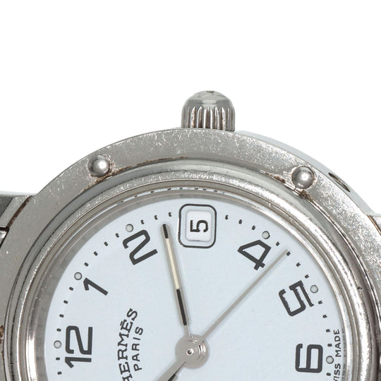 HERMES Watches Quartz CL4.210 Stainless Steel , Stainless Steel Silver Clipper white dial Women Used Authentic