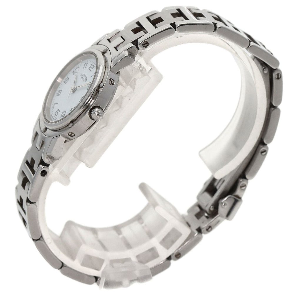 HERMES Watches Quartz CL4.210 Stainless Steel , Stainless Steel Silver Clipper white dial Women Used Authentic