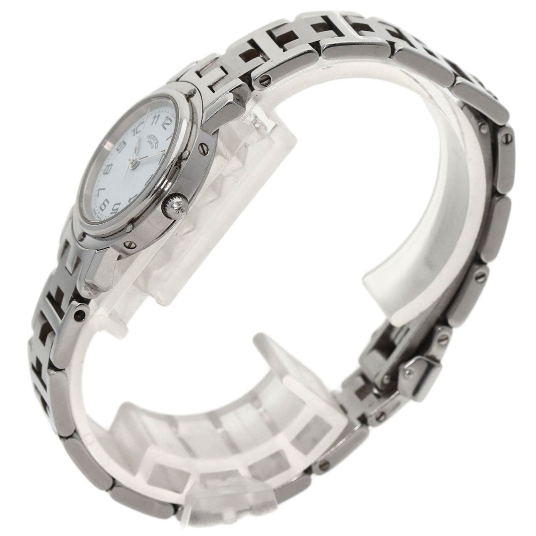 HERMES Watches Quartz CL4.210 Stainless Steel , Stainless Steel Silver Clipper white dial Women Used Authentic