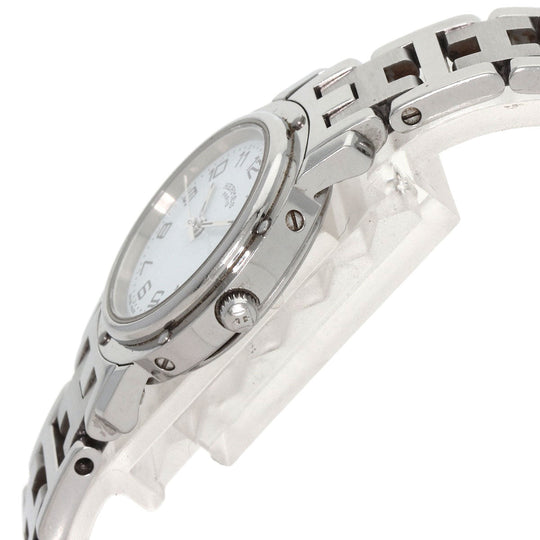 HERMES Watches Quartz CL4.210 Stainless Steel , Stainless Steel Silver Clipper white dial Women Used Authentic