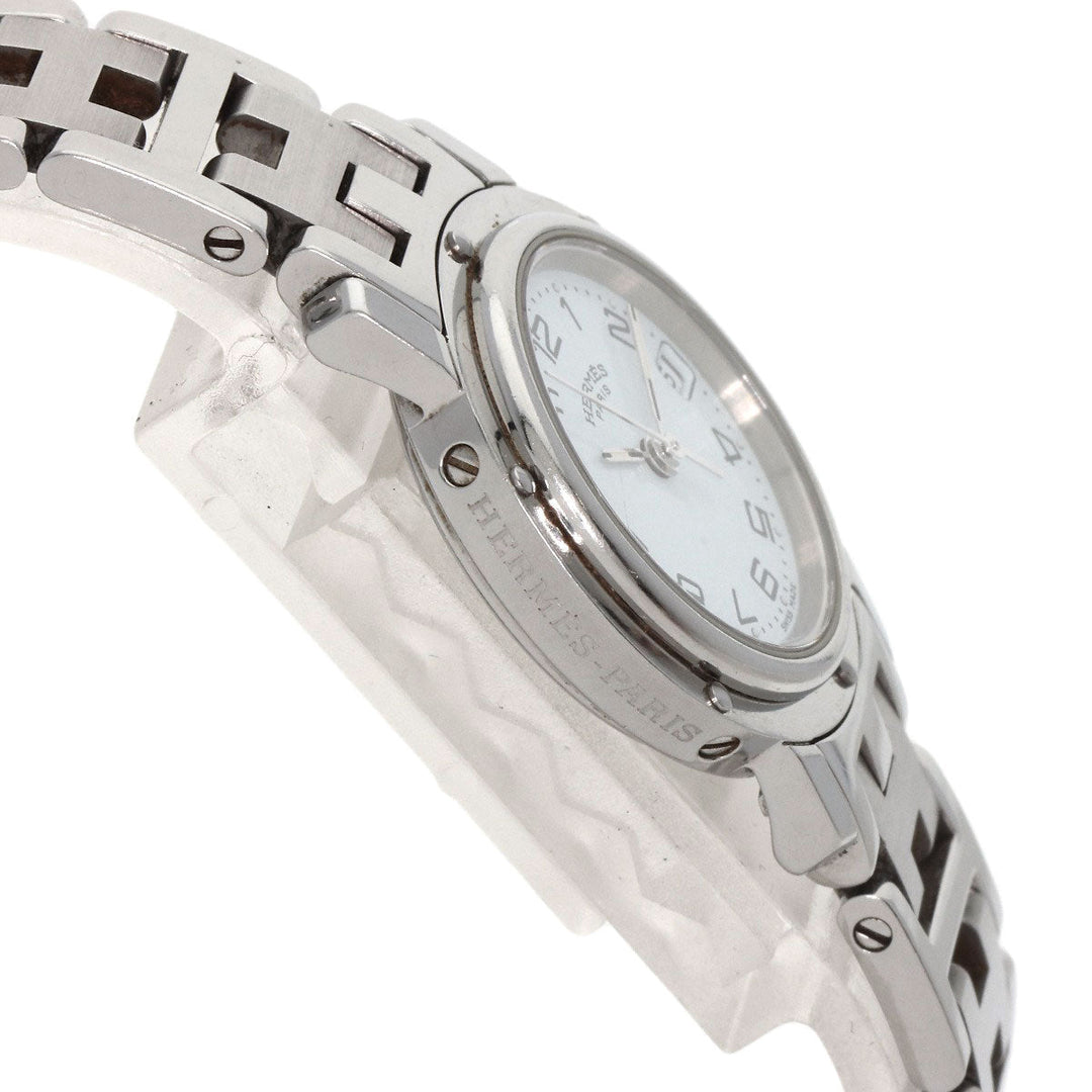 HERMES Watches Quartz CL4.210 Stainless Steel , Stainless Steel Silver Clipper white dial Women Used Authentic