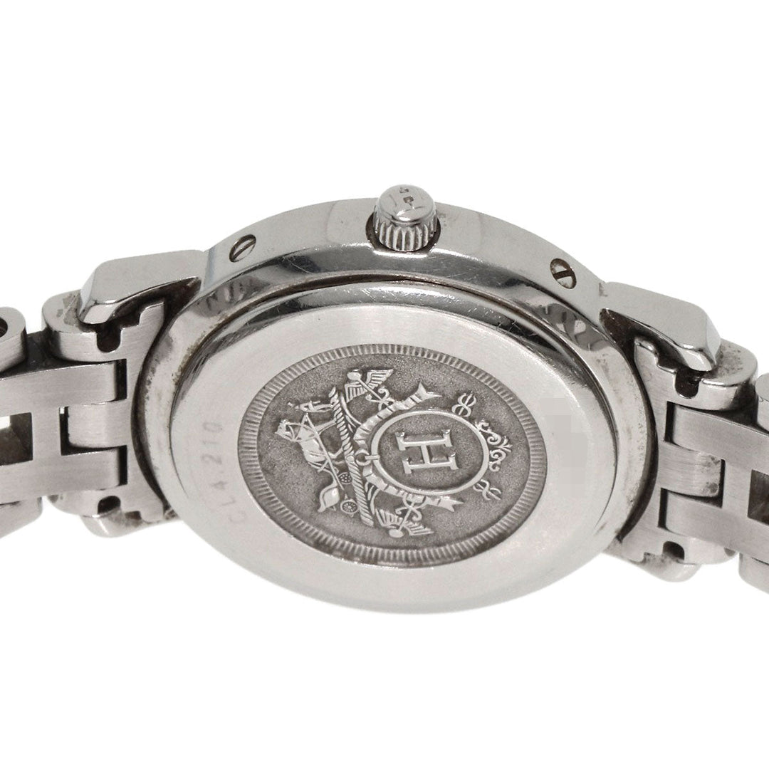 HERMES Watches Quartz CL4.210 Stainless Steel , Stainless Steel Silver Clipper white dial Women Used Authentic