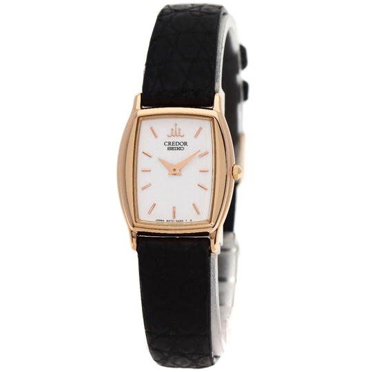 SEIKO Watches Quartz 5A70-3B10 K18PG, leather gold CREDOR white dial Women Used Authentic