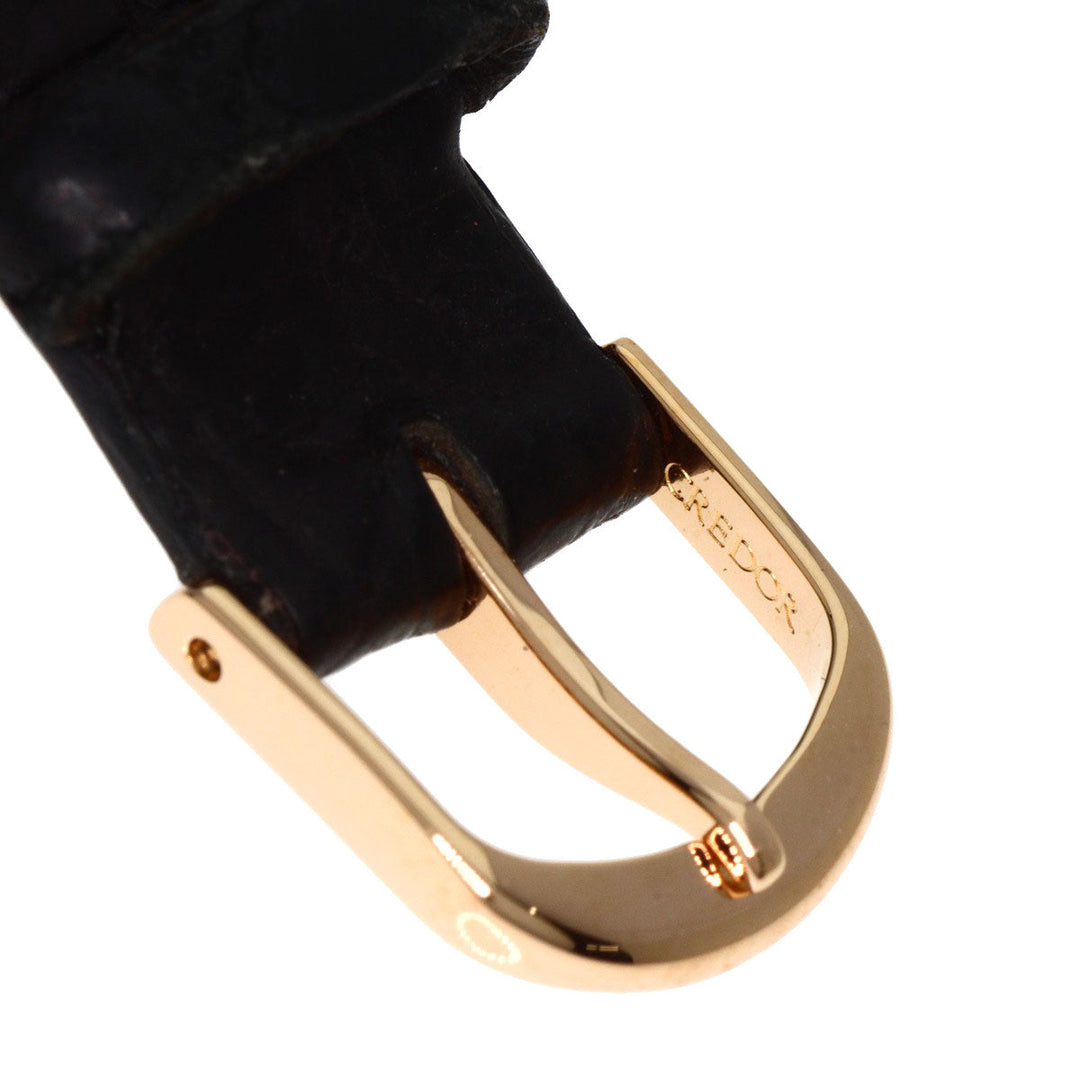 SEIKO Watches Quartz 5A70-3B10 K18PG, leather gold CREDOR white dial Women Used Authentic