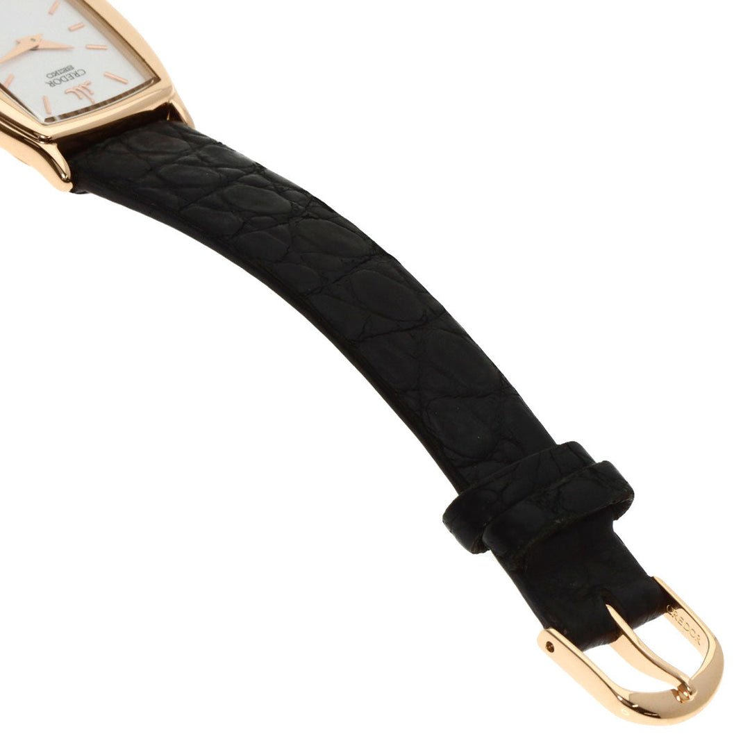 SEIKO Watches Quartz 5A70-3B10 K18PG, leather gold CREDOR white dial Women Used Authentic