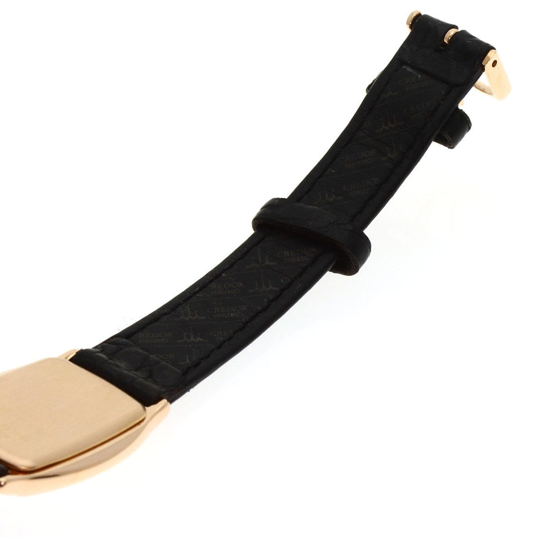 SEIKO Watches Quartz 5A70-3B10 K18PG, leather gold CREDOR white dial Women Used Authentic