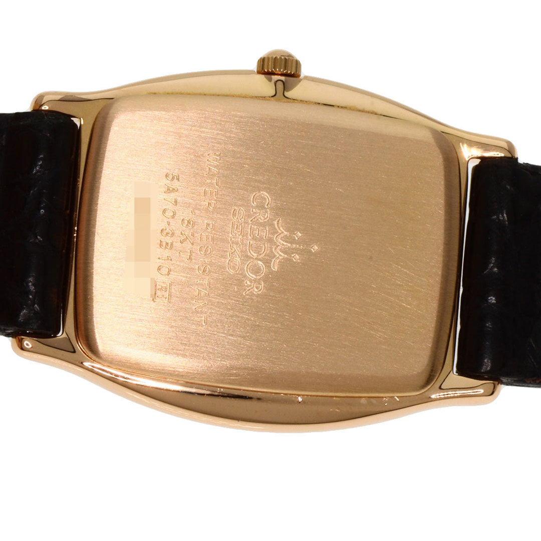 SEIKO Watches Quartz 5A70-3B10 K18PG, leather gold CREDOR white dial Women Used Authentic